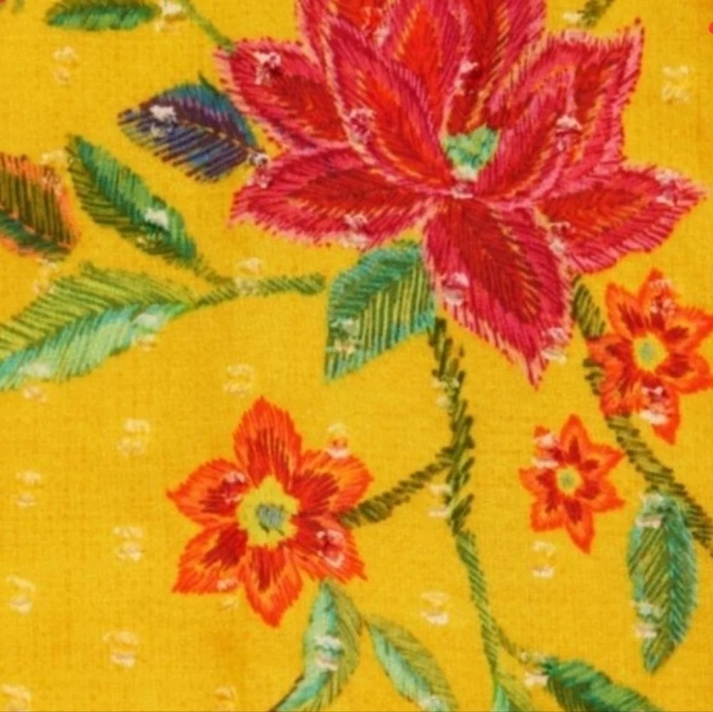 Farm Rio Yellow Flower Dream Embroidered One-Shoulder Blouse - Size Small - Picture 4 of 8